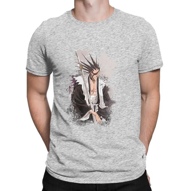T-Shirt Zaraki Kenpachi Manga Bleach Floqué Adulte Homme Femme Courtes Manches