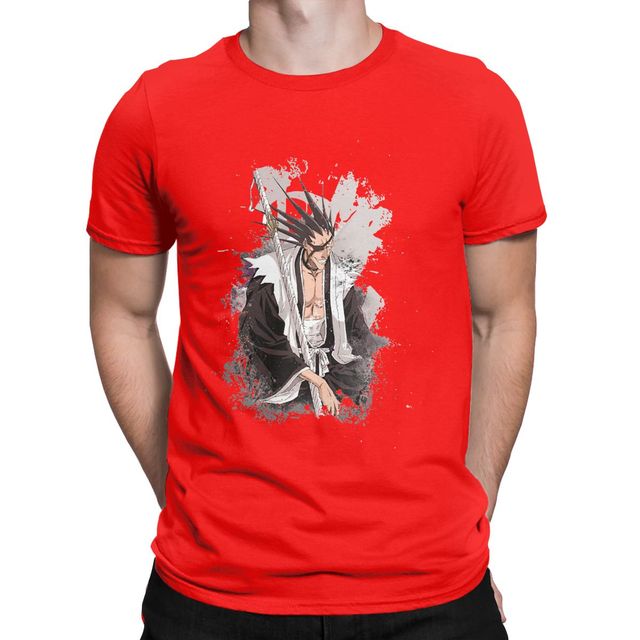 T-Shirt Zaraki Kenpachi Manga Bleach Floqué Adulte Homme Femme Courtes Manches
