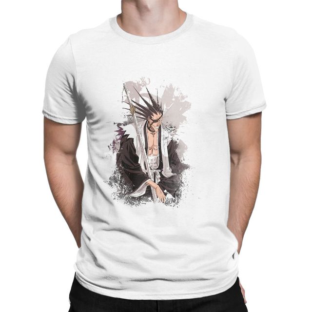 T-Shirt Zaraki Kenpachi Manga Bleach Floqué Adulte Homme Femme Courtes Manches