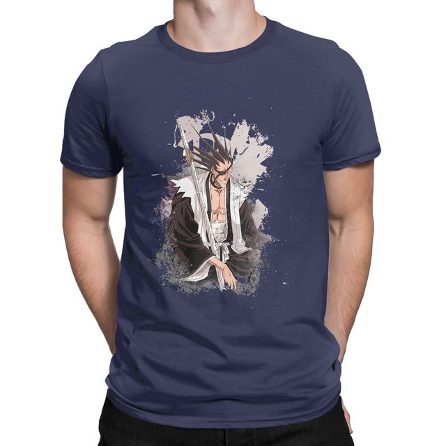 T-Shirt Zaraki Kenpachi Manga Bleach Floqué Adulte Homme Femme Courtes Manches