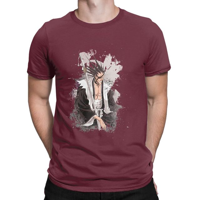 T-Shirt Zaraki Kenpachi Manga Bleach Floqué Adulte Homme Femme Courtes Manches