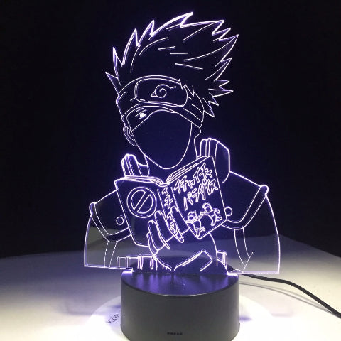 Lampada al neon Kakashi a LED per la decorazione del comodino o dell'ufficio Manga Naruto