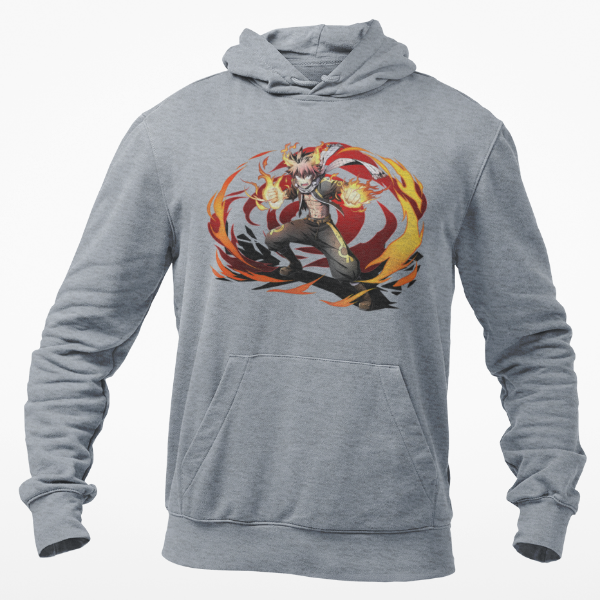 Sweat A Capuche Natsu Flamme Manga Fairy Tail gris