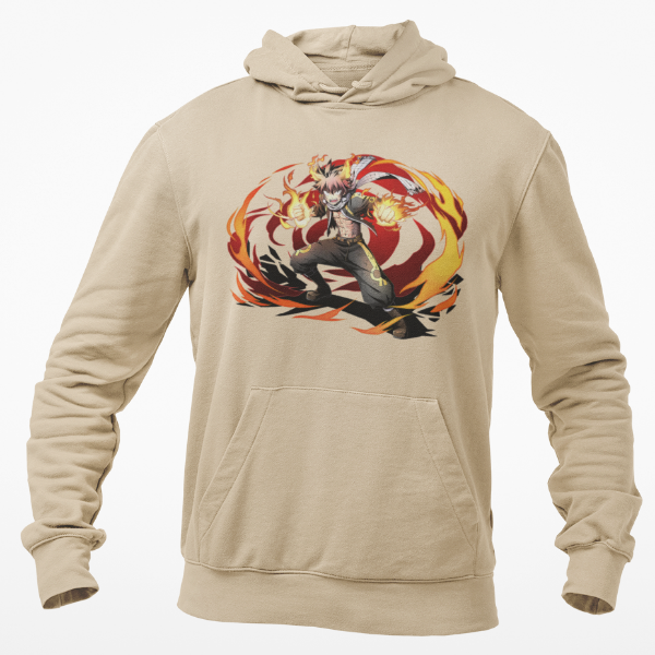 Sweat A Capuche Natsu Flamme Manga Fairy Tail beige