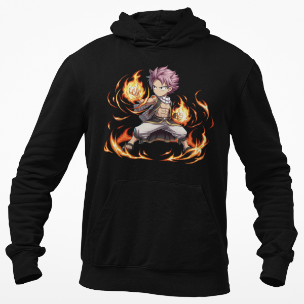 Sweat Natsu Flamme Manga Fairy Tail  noir