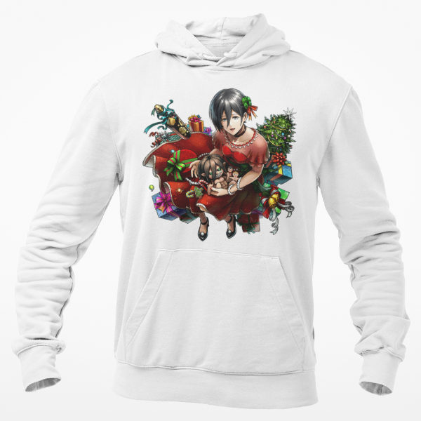 Sweat Mikasa Noël Attaque Des Titans blanc