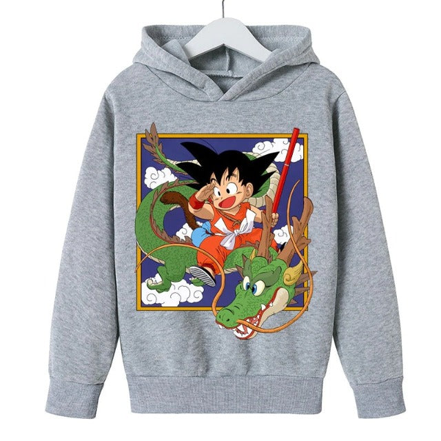 Sweat Enfant Dragon Ball Goku & Shenron gris