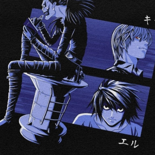 Manga Death Note flocado camiseta adultos hombres mujeres manga corta