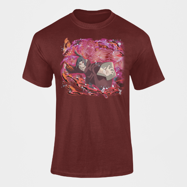 T-Shirt Itachi Uchiha Adulte Homme bordeaux